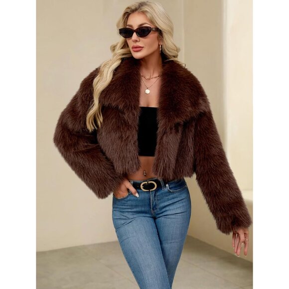 Versatile Long Sleeve Women's Faux Fur Coat - Chic Medium Winter Outwear - Picture 2 of 6